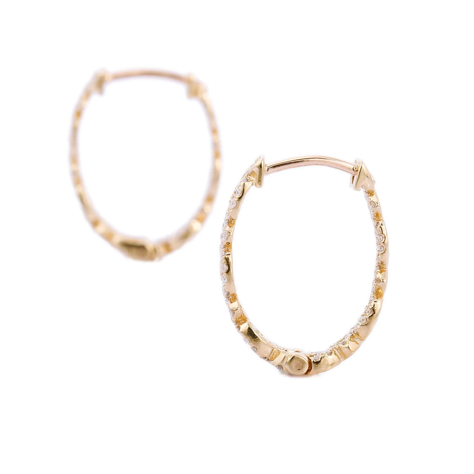 14K Gold Luxurious Diamond Big Hoops