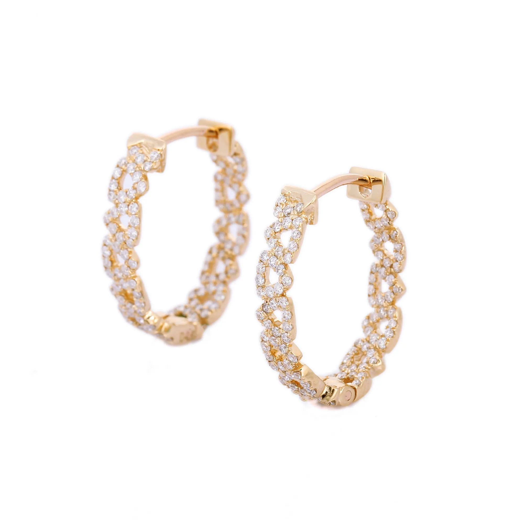 14K Gold Luxurious Diamond Big Hoops