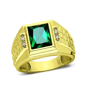 18K Yellow Gold Filled Silver Gemstone Diamonds Mens Luxurious Jewelry Ring 6-15