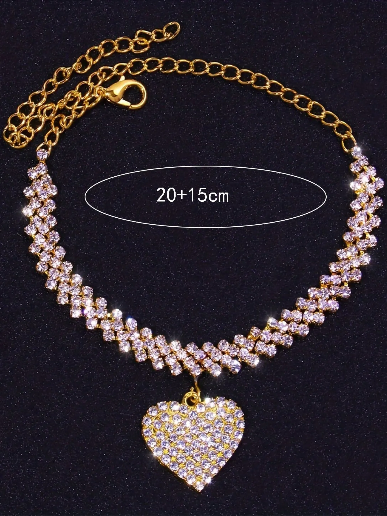 1pc Luxurious Full Rhinestone Heart & Claw Chain Anklet For Women, Perfect For Dating Gift