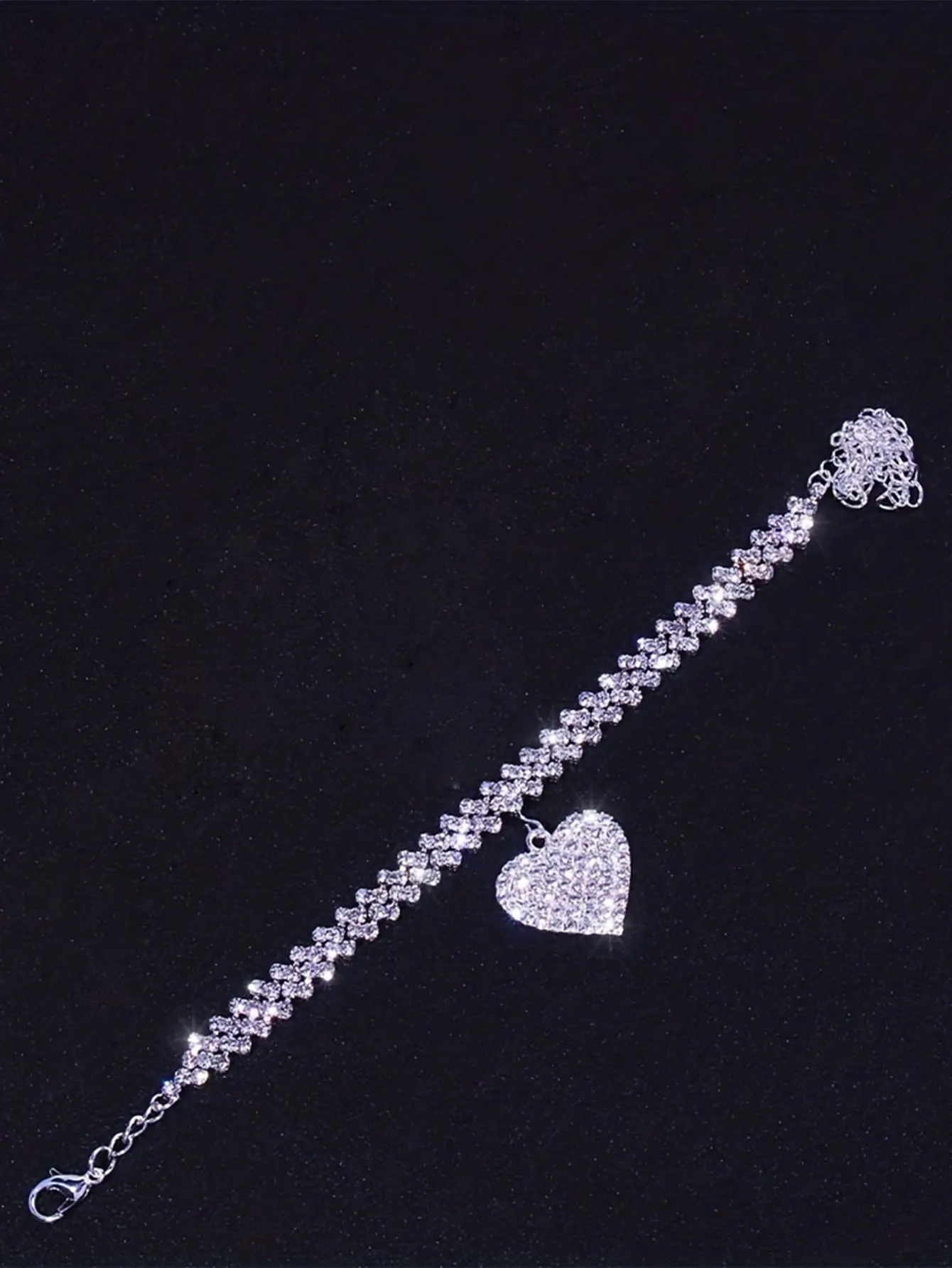 1pc Luxurious Full Rhinestone Heart & Claw Chain Anklet For Women, Perfect For Dating Gift