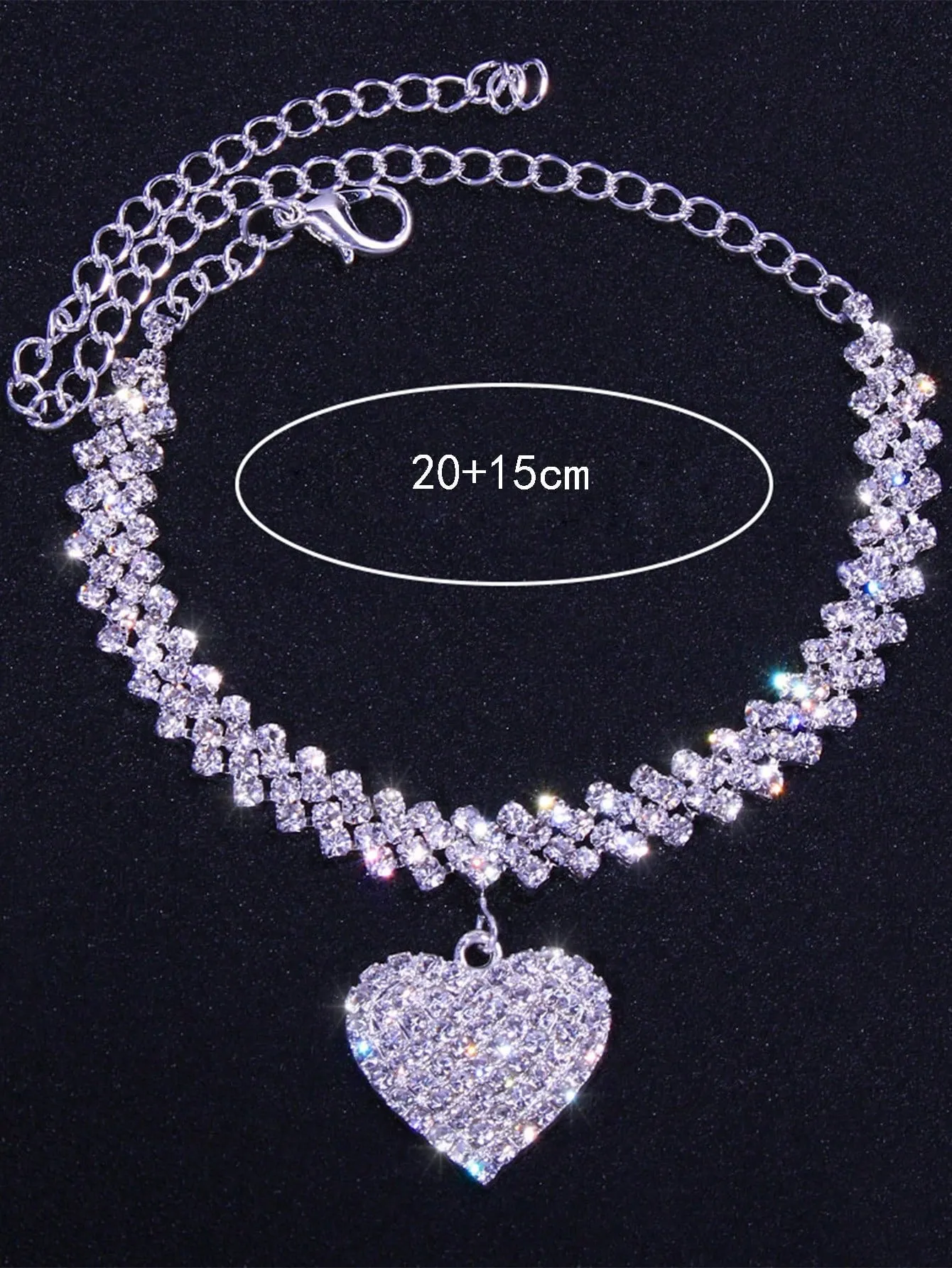 1pc Luxurious Full Rhinestone Heart & Claw Chain Anklet For Women, Perfect For Dating Gift