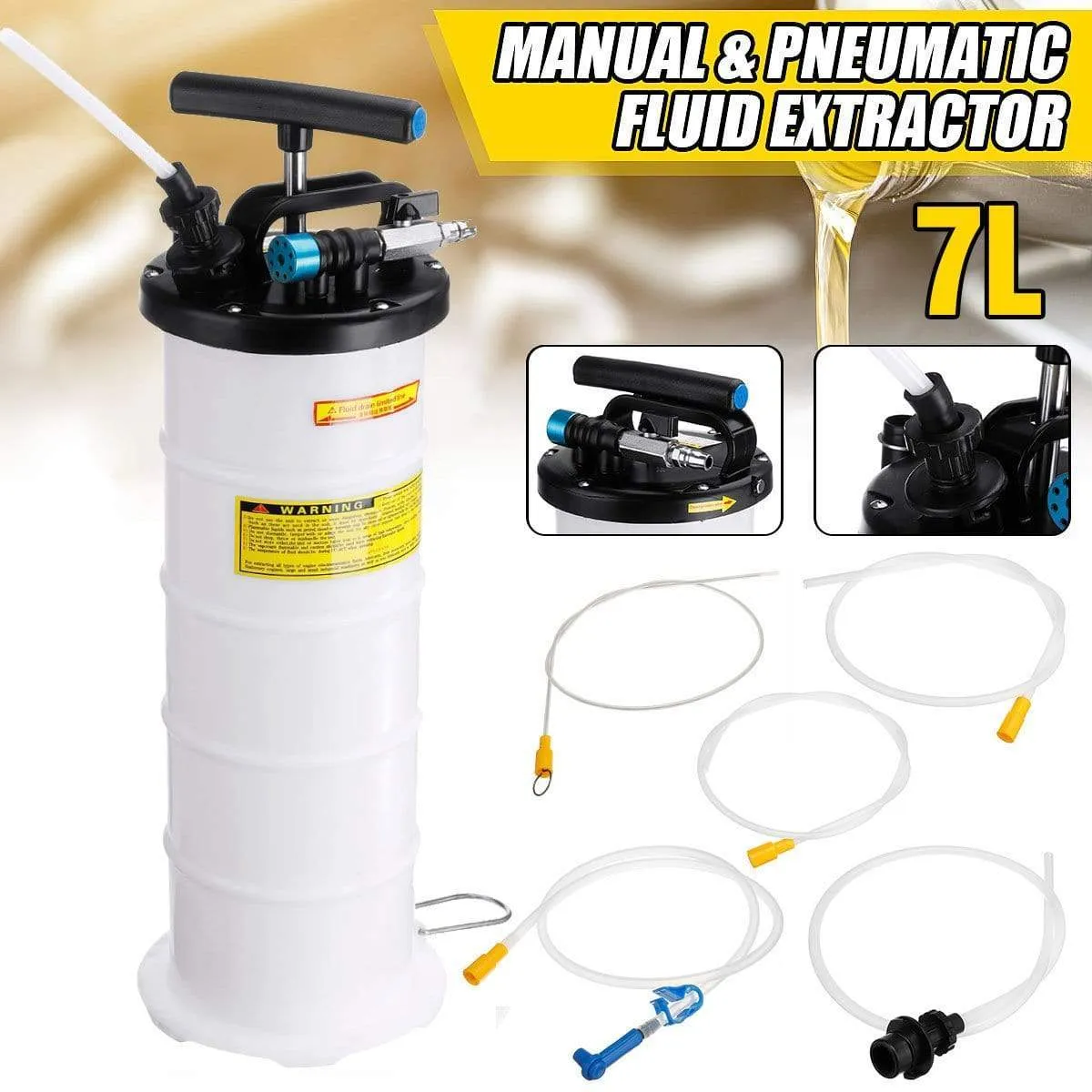 7L Manual/Pneumatic Fluid Extractor Oil Transfer Pump Engine Diesel Fuel Tank Car Truck Boat Portable Vacuum Fluid Extractor Kit