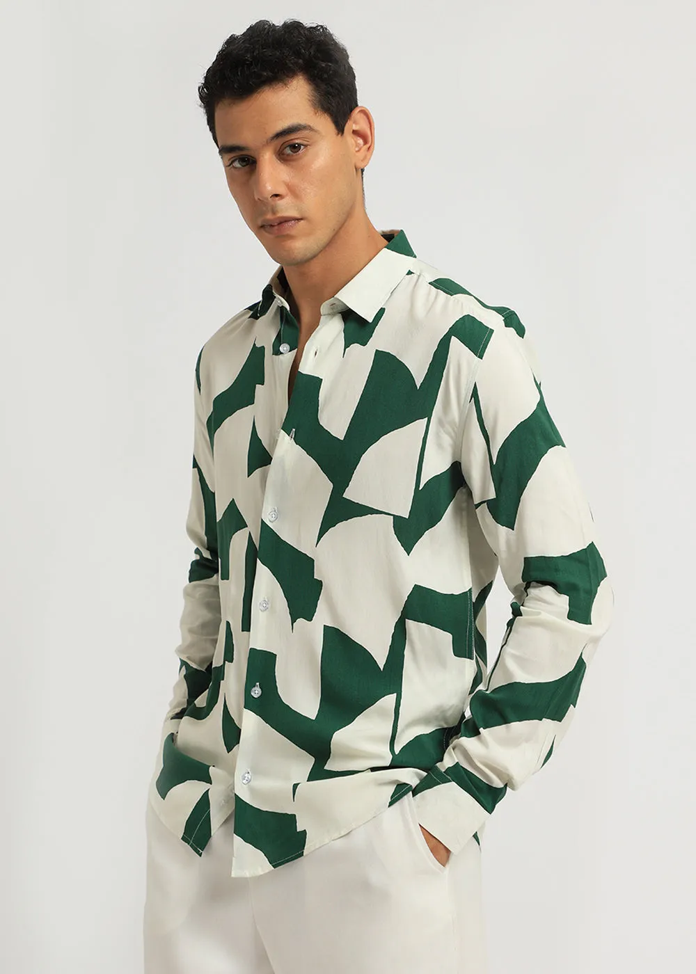 Abstract Green Print Full sleeve shirt