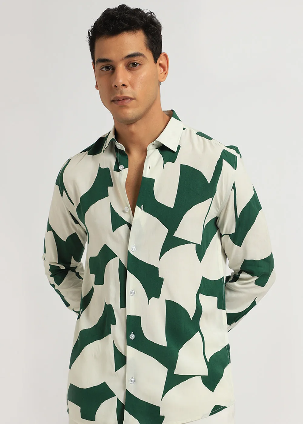 Abstract Green Print Full sleeve shirt