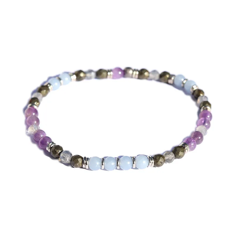 Angelite and Amethyst Delicate Bracelet