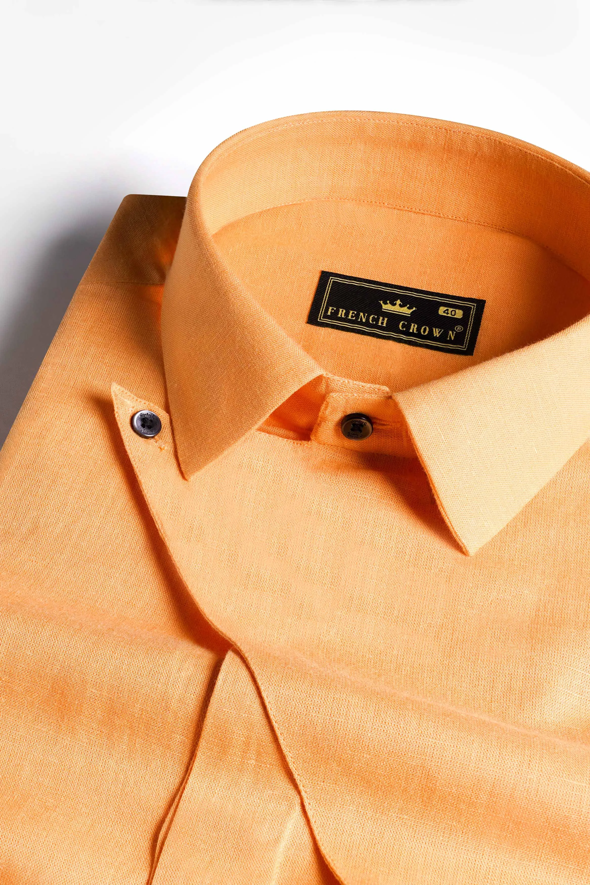 Apache Orange Luxurious Linen Designer Shirt