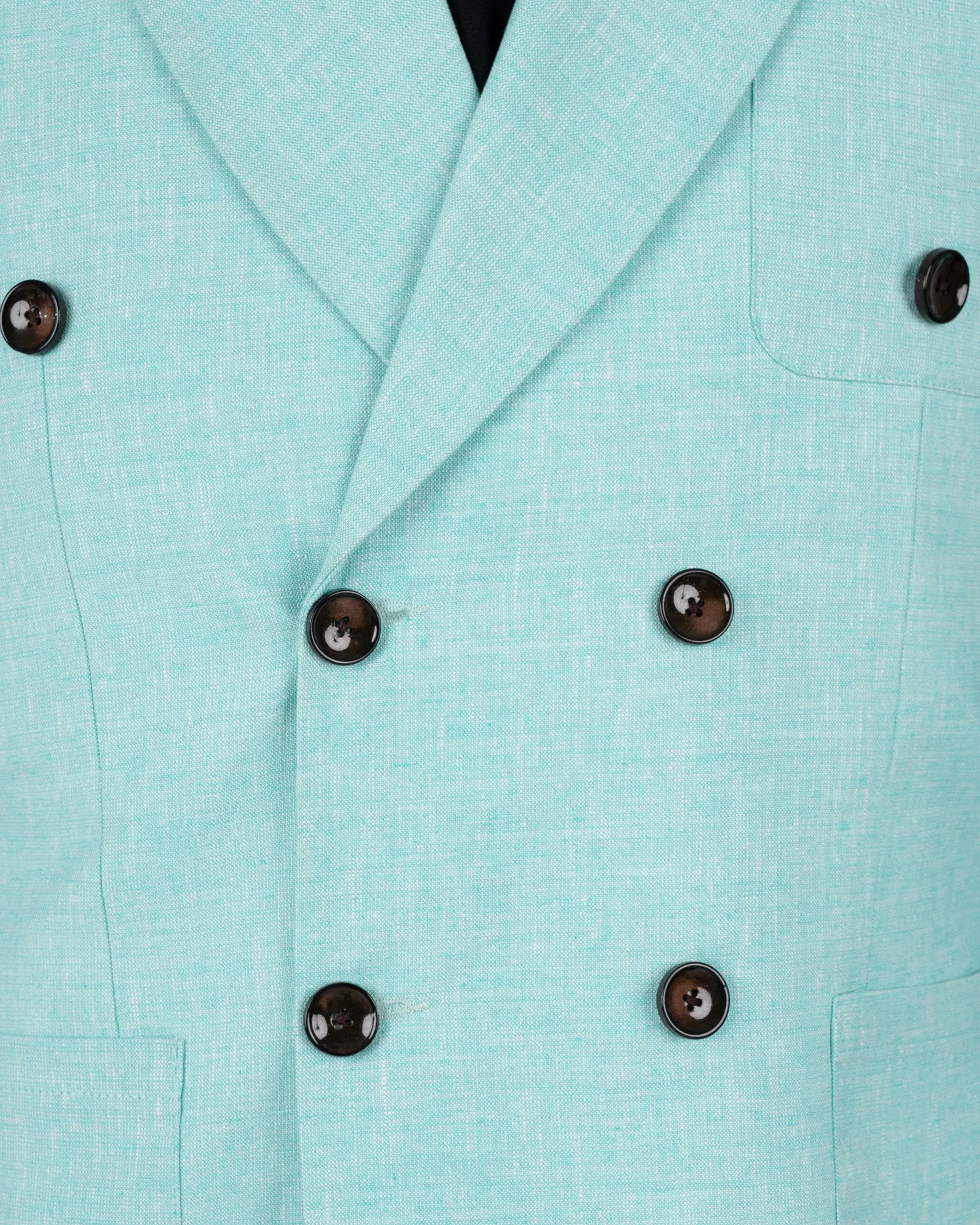 Aqua Island Blue Double Breasted Luxurious Linen Blazer