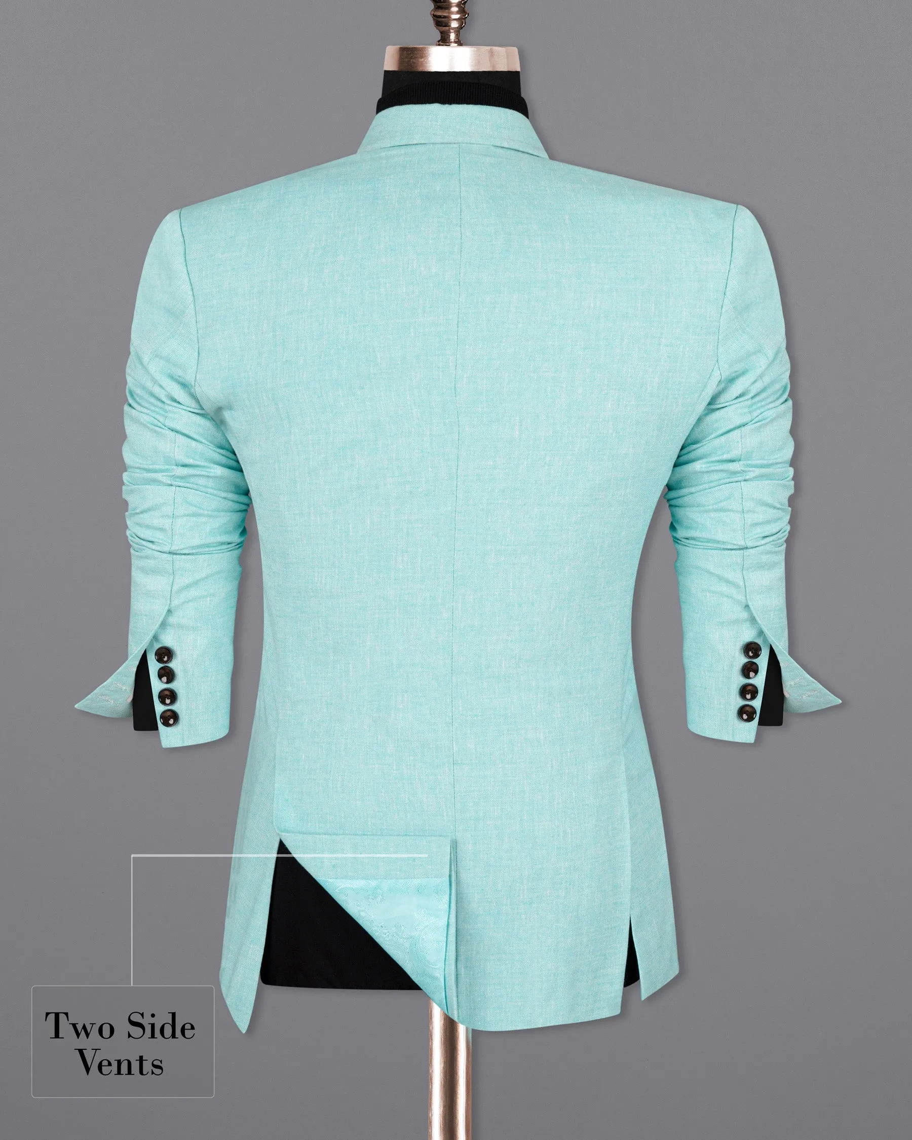 Aqua Island Blue Double Breasted Luxurious Linen Blazer