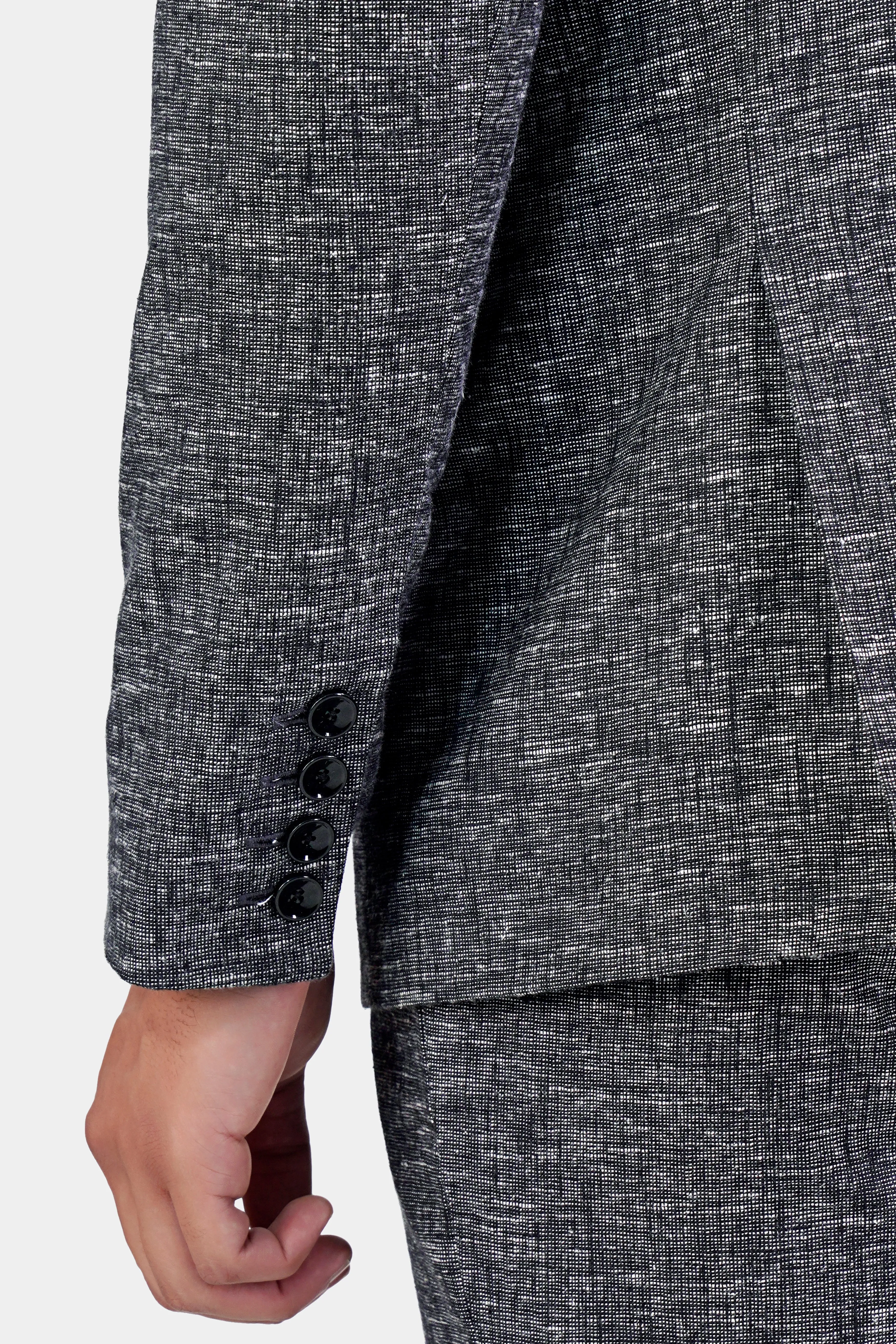 Arsenic Gray Luxurious Linen Single Breasted Blazer