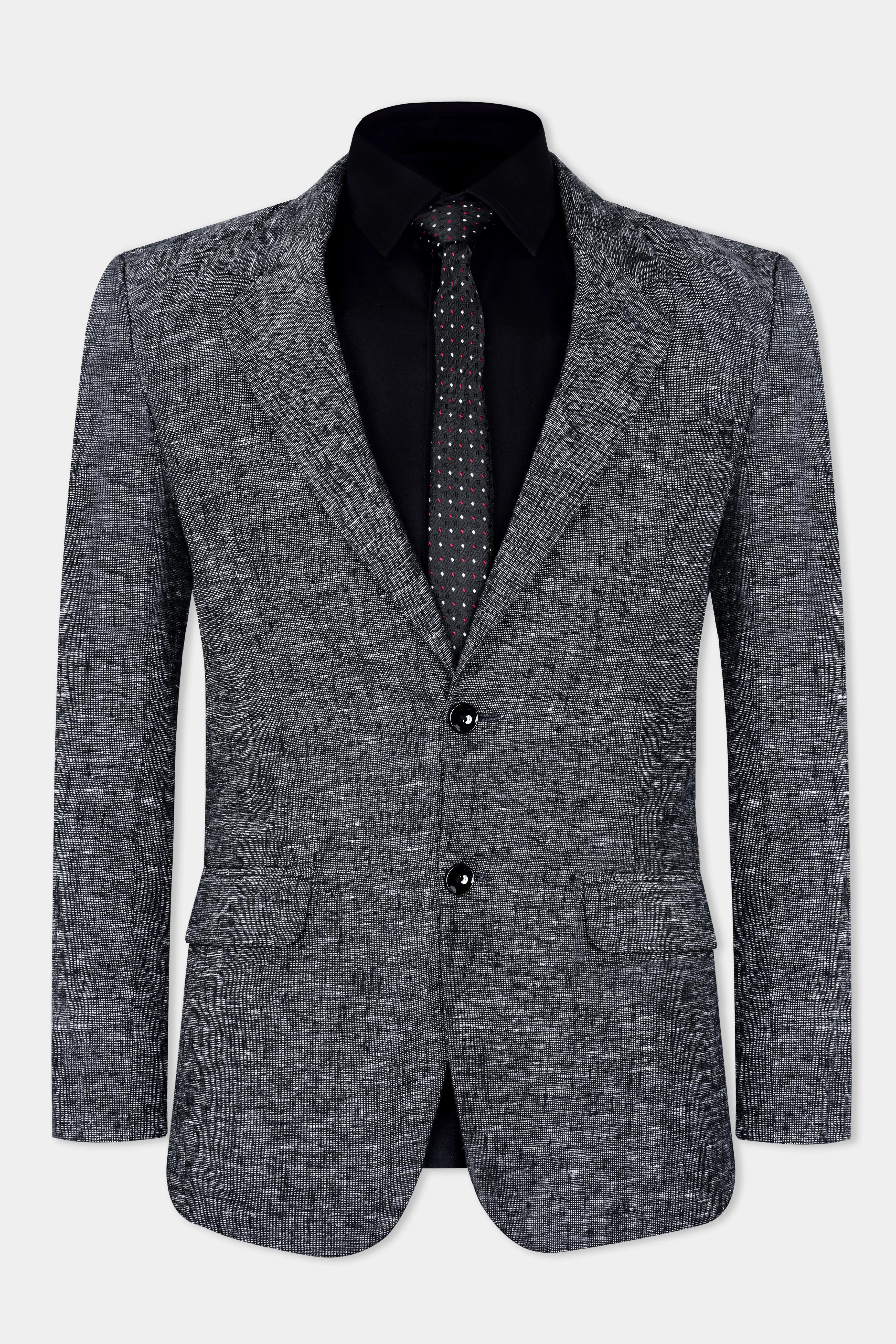 Arsenic Gray Luxurious Linen Single Breasted Blazer