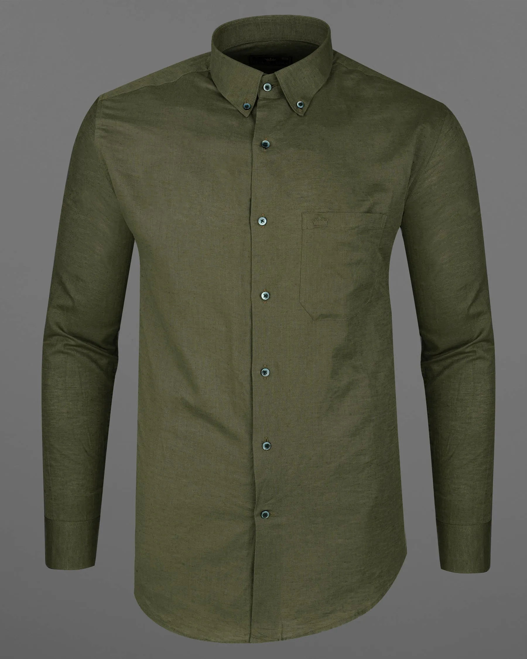 Asparagus Green Luxurious Linen Buttondown Shirt