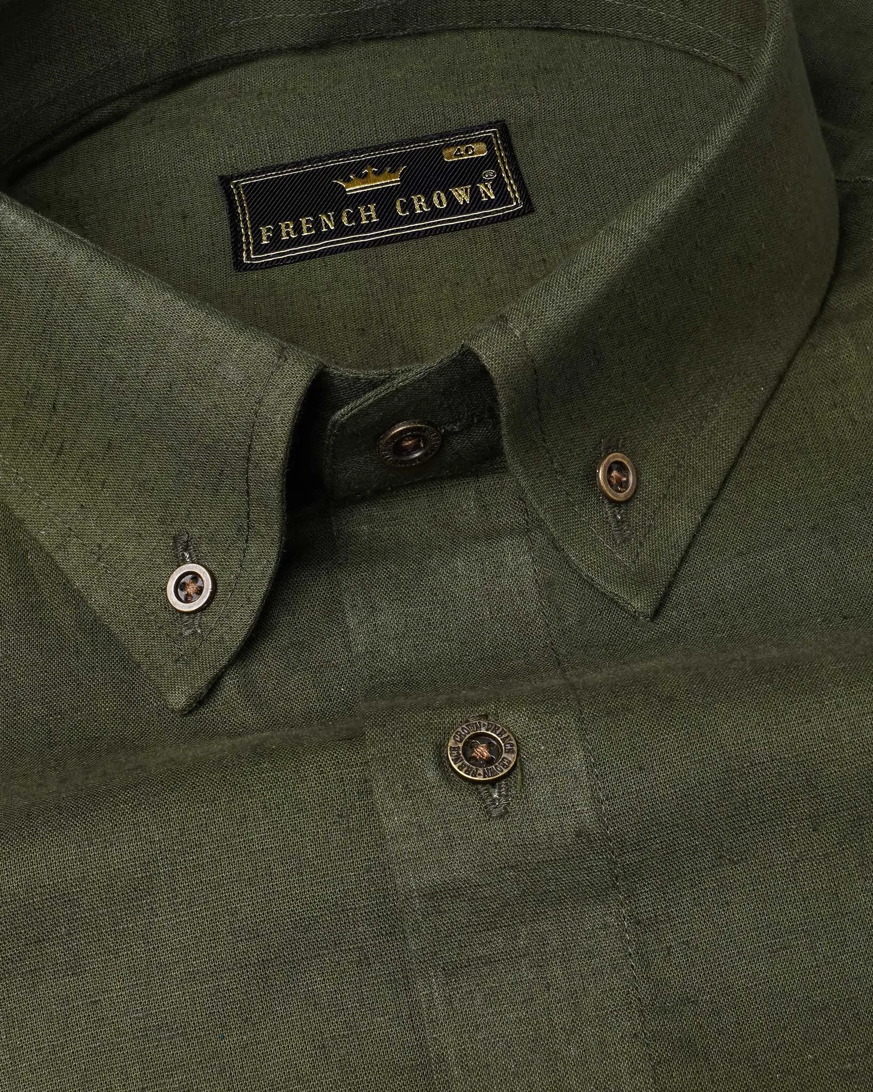 Asparagus Green Luxurious Linen Shirt