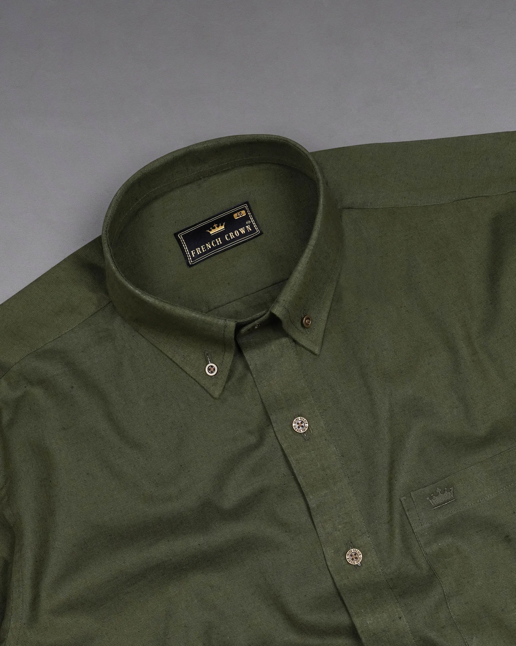 Asparagus Green Luxurious Linen Shirt