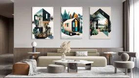 Beach House Pattern Set of 3 Prints Modern Wall Art Modern Artwork