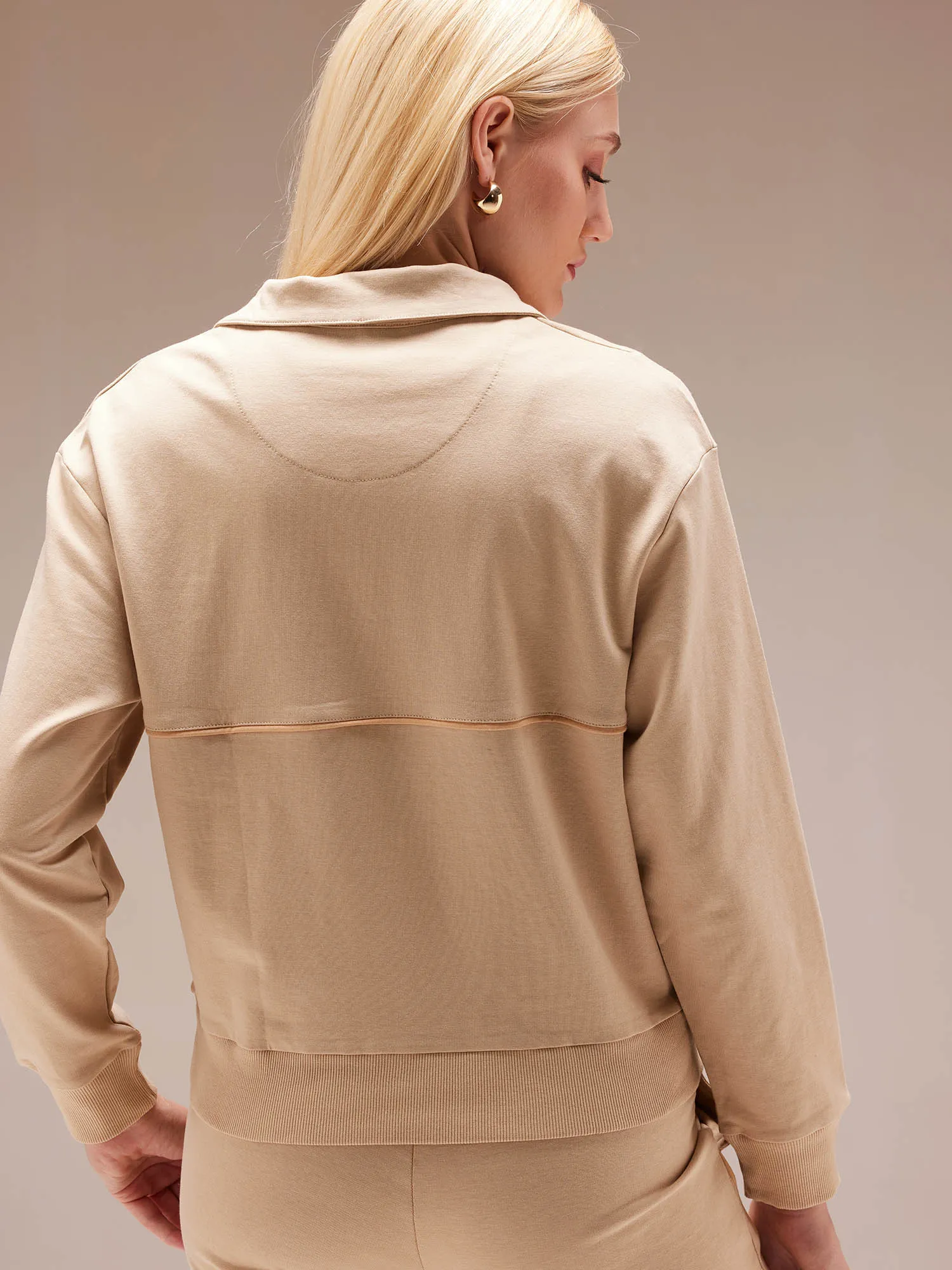 Beige Urban Q-zip Sweatshirt