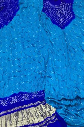 Blue Bandhani Gajji Silk Suit Set - Elegant and Luxurious