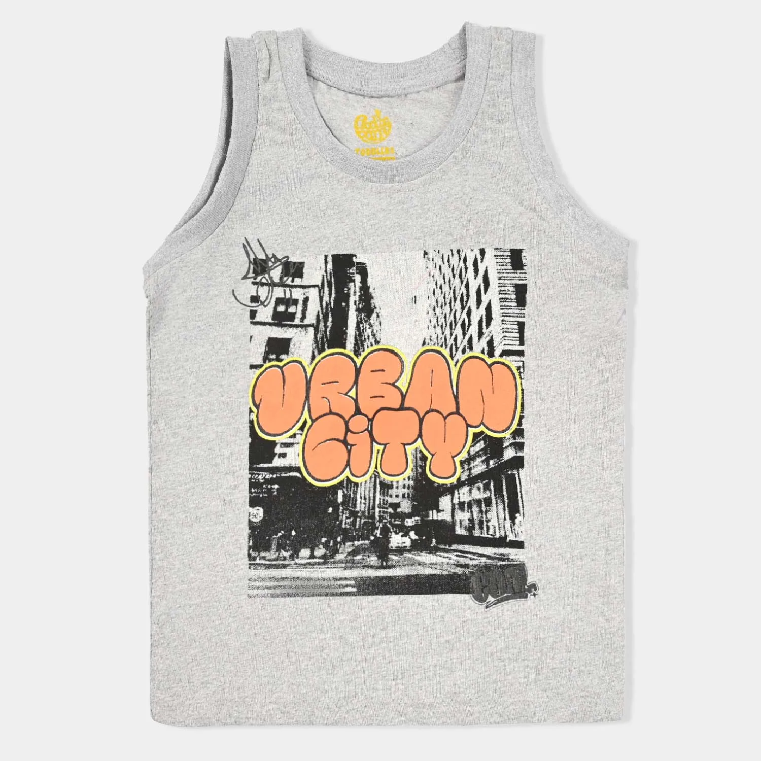 Boys Cotton Jersey Sando Urban City-H.grey