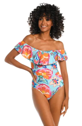 Breezy Beauty Off Shoulder Ruffle One Piece - FINAL SALE