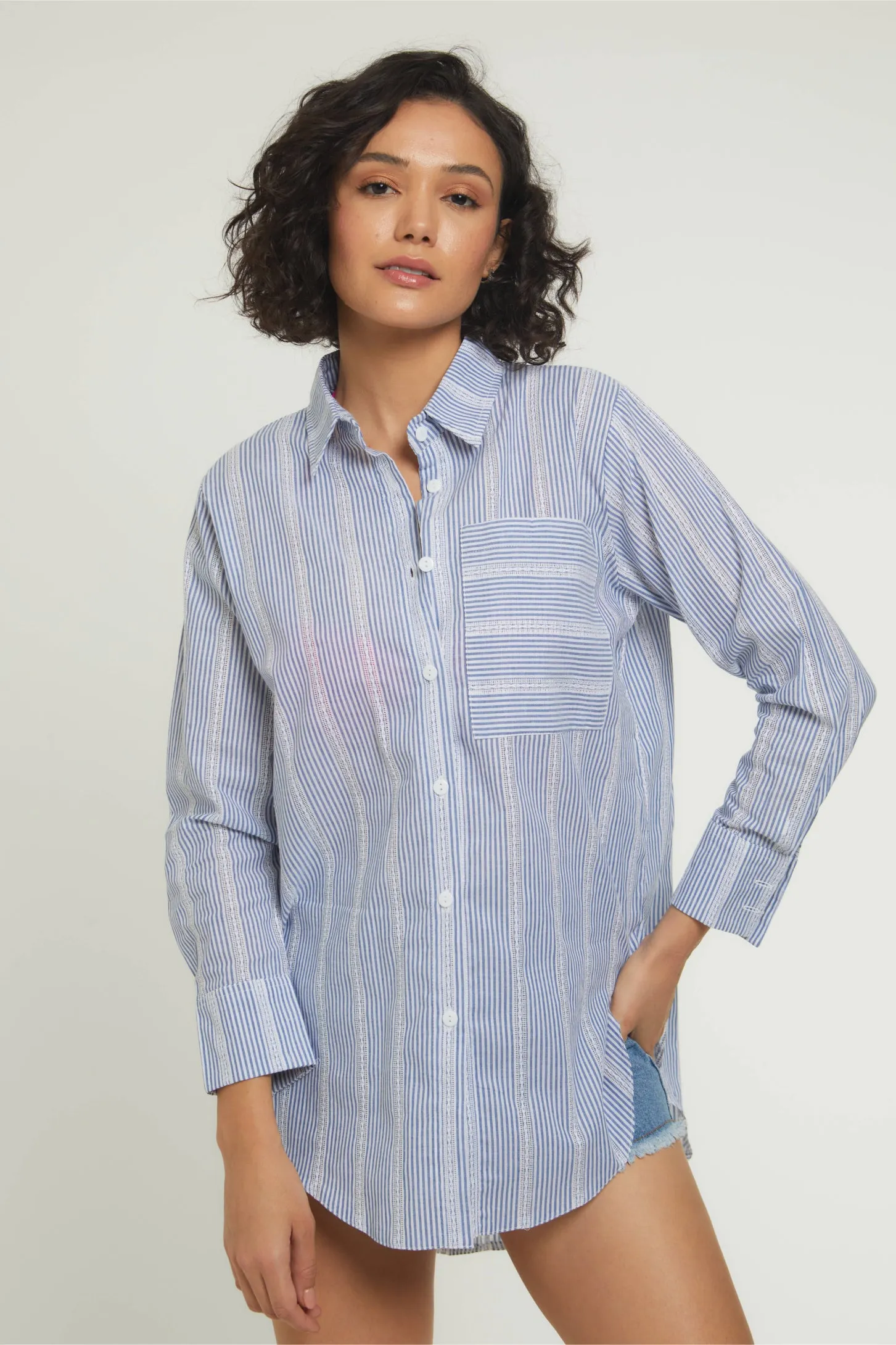 BREEZY COTTON SHIRT - BLUE