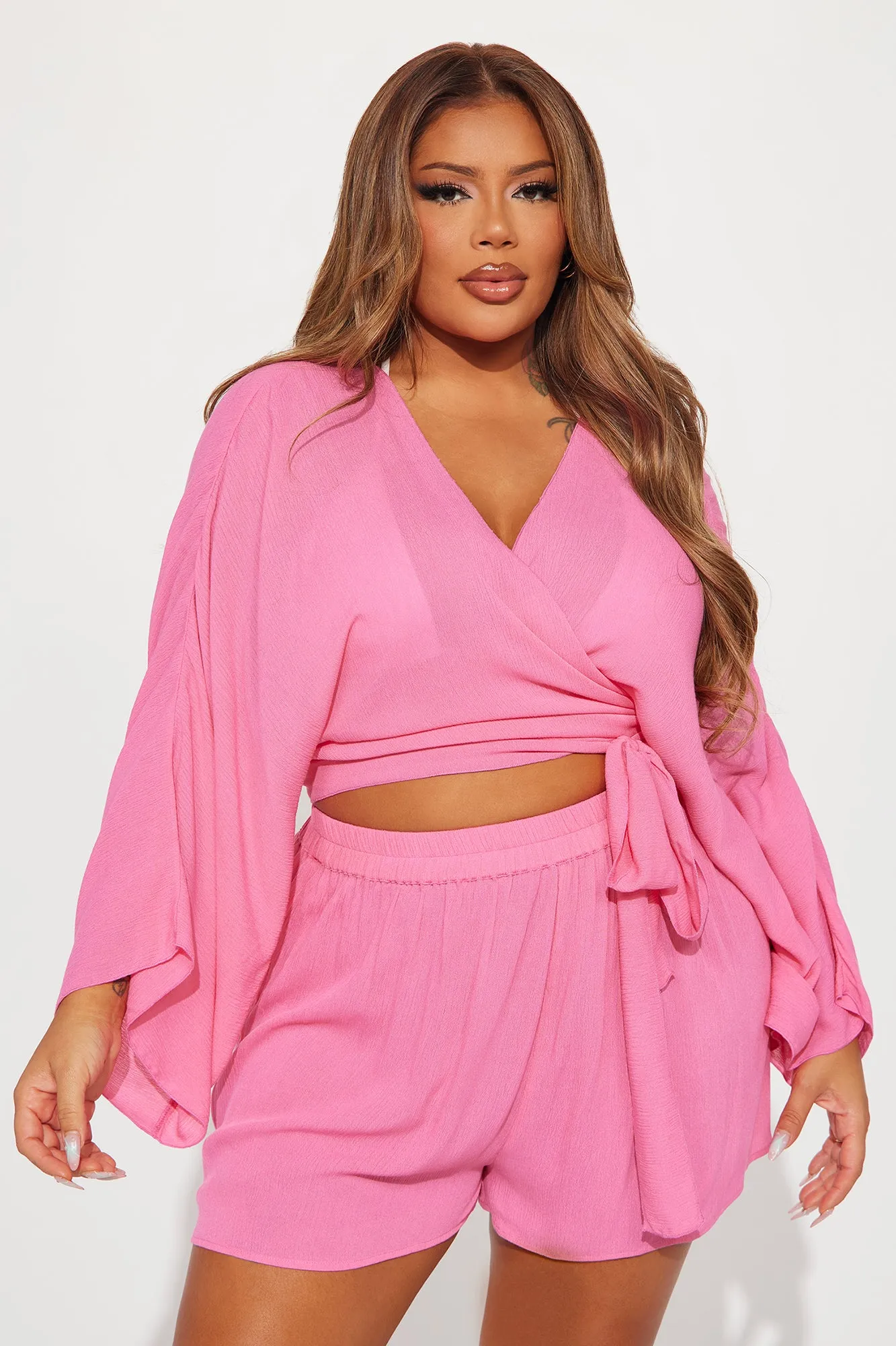 Breezy Nights Linen 2 Piece Cover Up - Pink