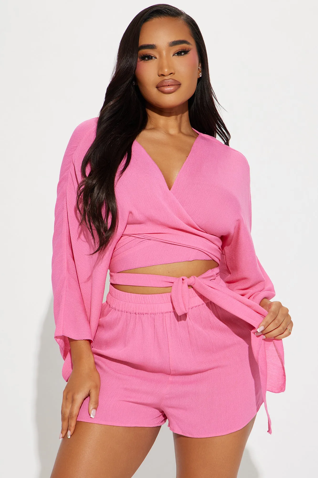 Breezy Nights Linen 2 Piece Cover Up - Pink