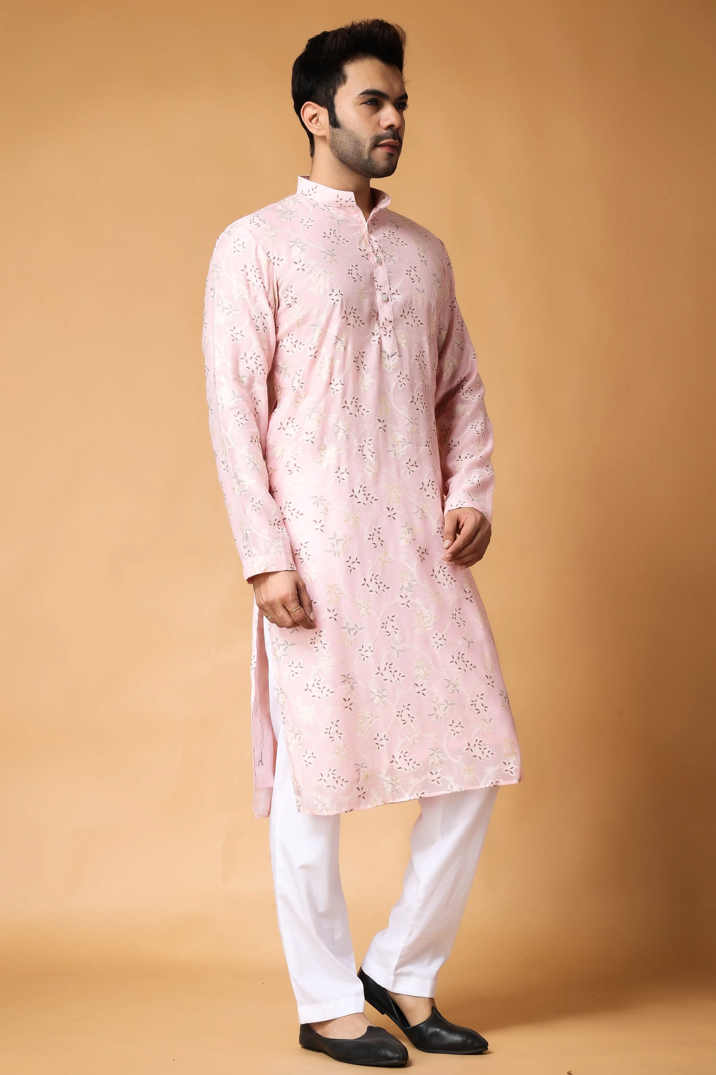 Breezy Pink Printed Kurta Pajama