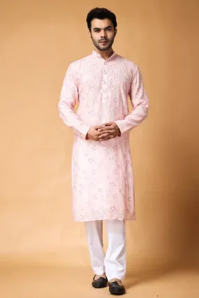 Breezy Pink Printed Kurta Pajama