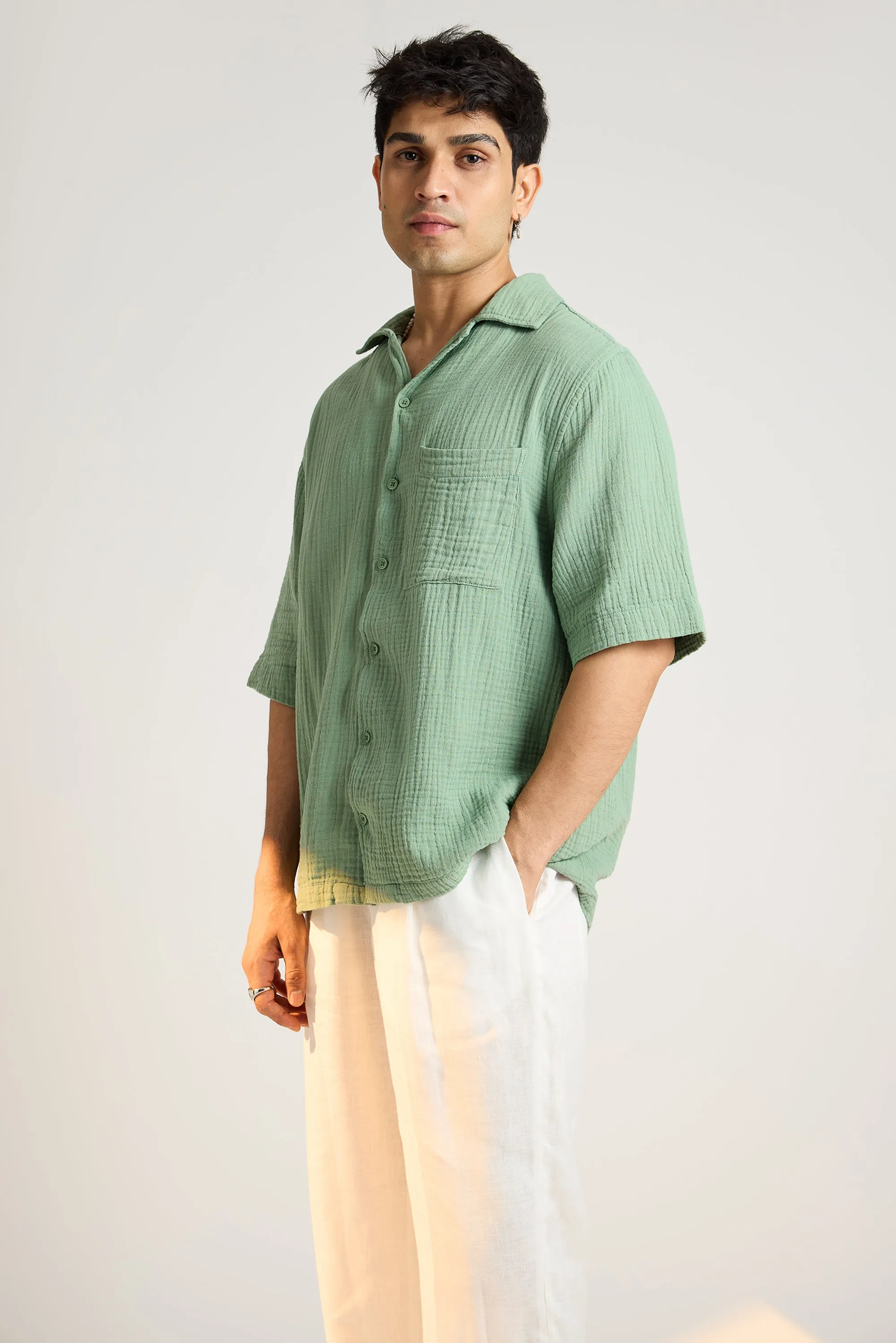 Breezy Relaxed Green Men's Shirt