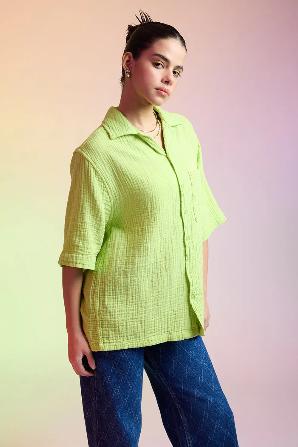 Breezy Relaxed Light Green Shirt