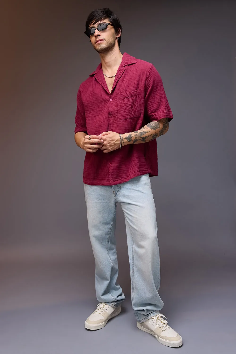 Breezy Relaxed Maroon Shirt