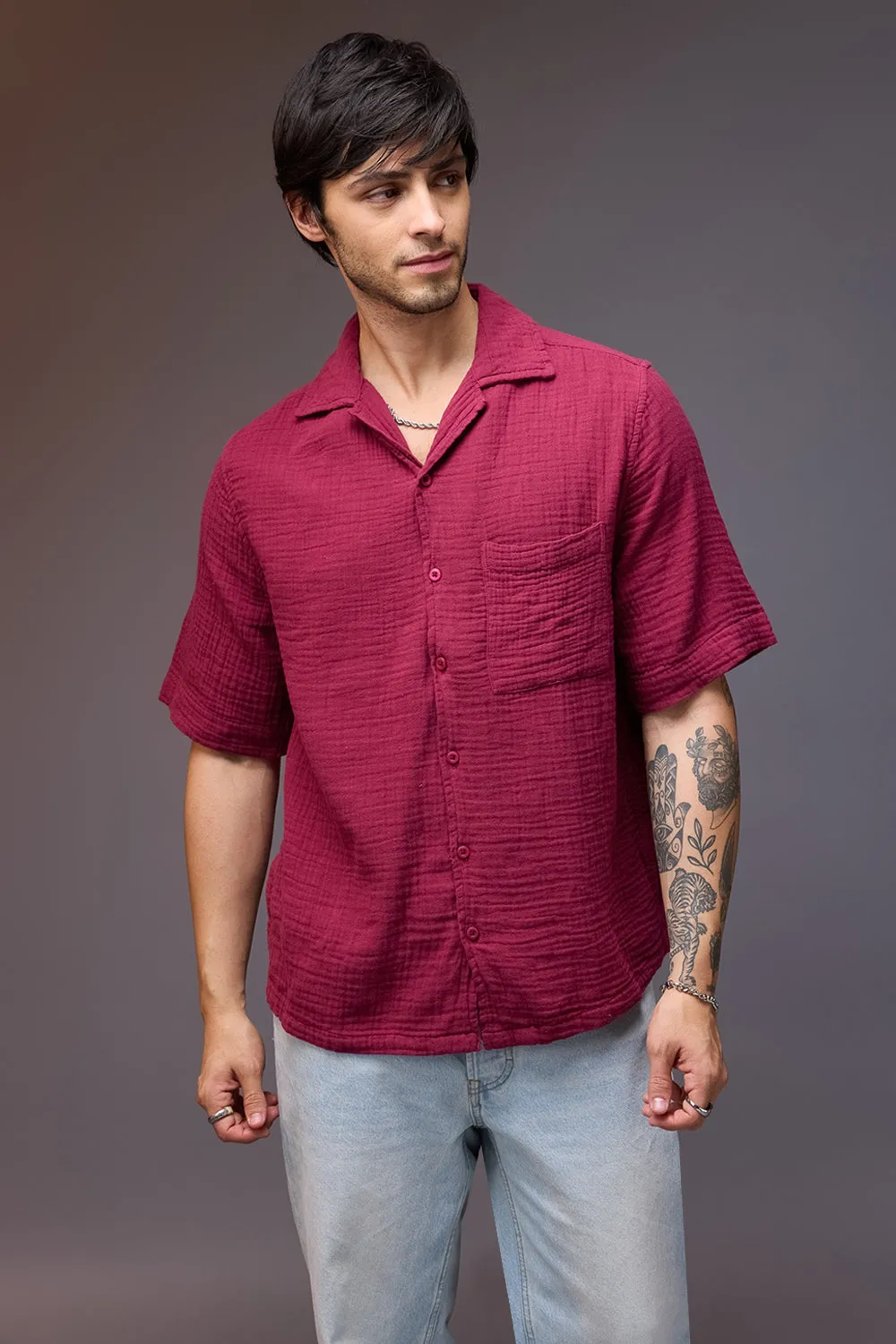 Breezy Relaxed Maroon Shirt