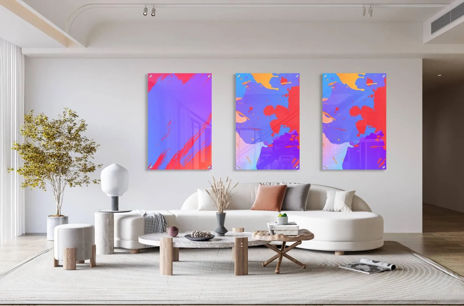 Brightly Art Set of 3 Prints Modern Wall Art Modern Artwork