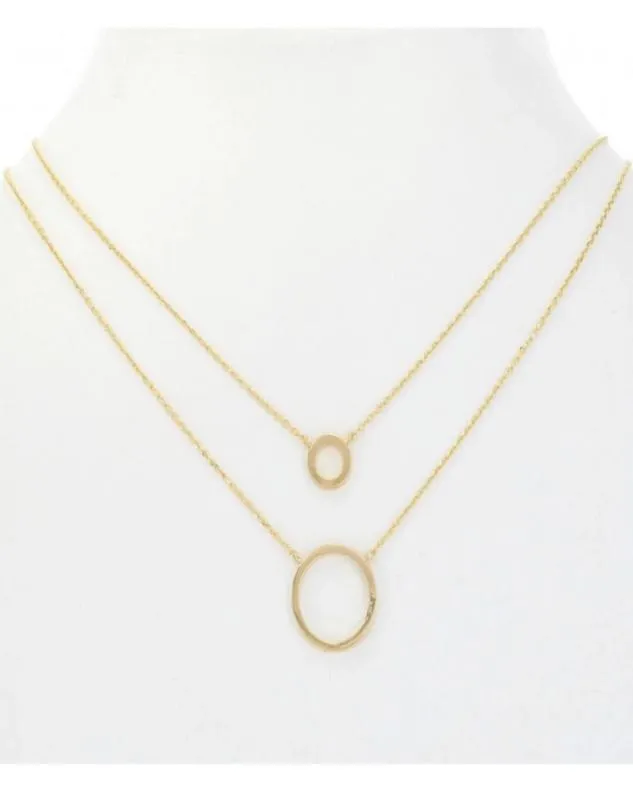 Circle Layered Necklace-Gold