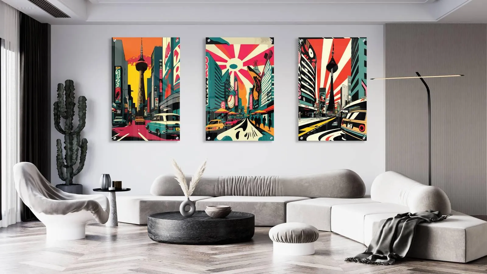 Cityscape Set of 3 Prints Modern Wall Art Modern Artwork