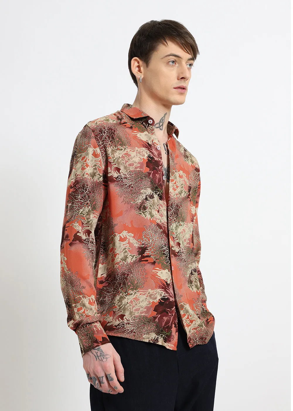 Coral Oasis Orange Feather shirt