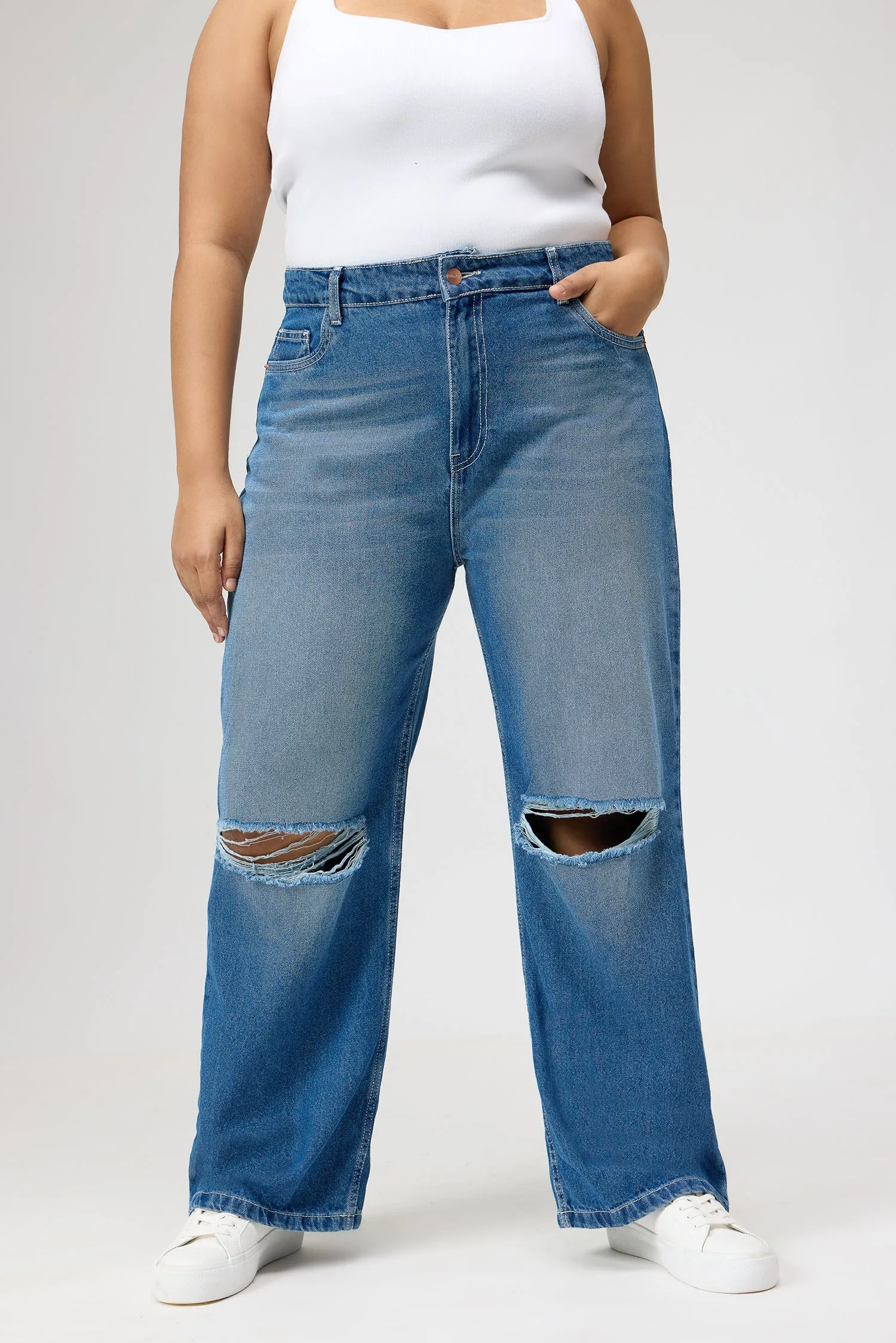 Curve Urban Ripped Straight Jeans