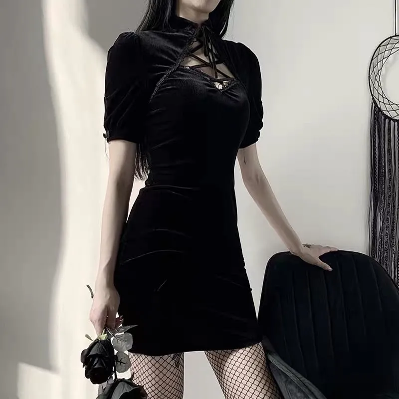 DARK RETRO QIPAO DRESS BY33108