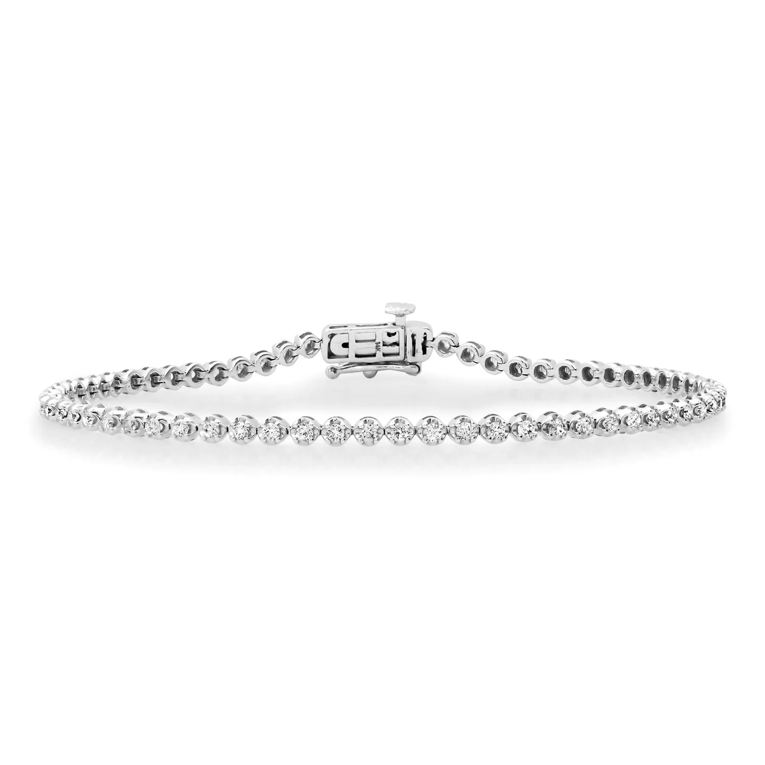 Delicate Bezel Illusion Round Diamond Tennis Bracelet