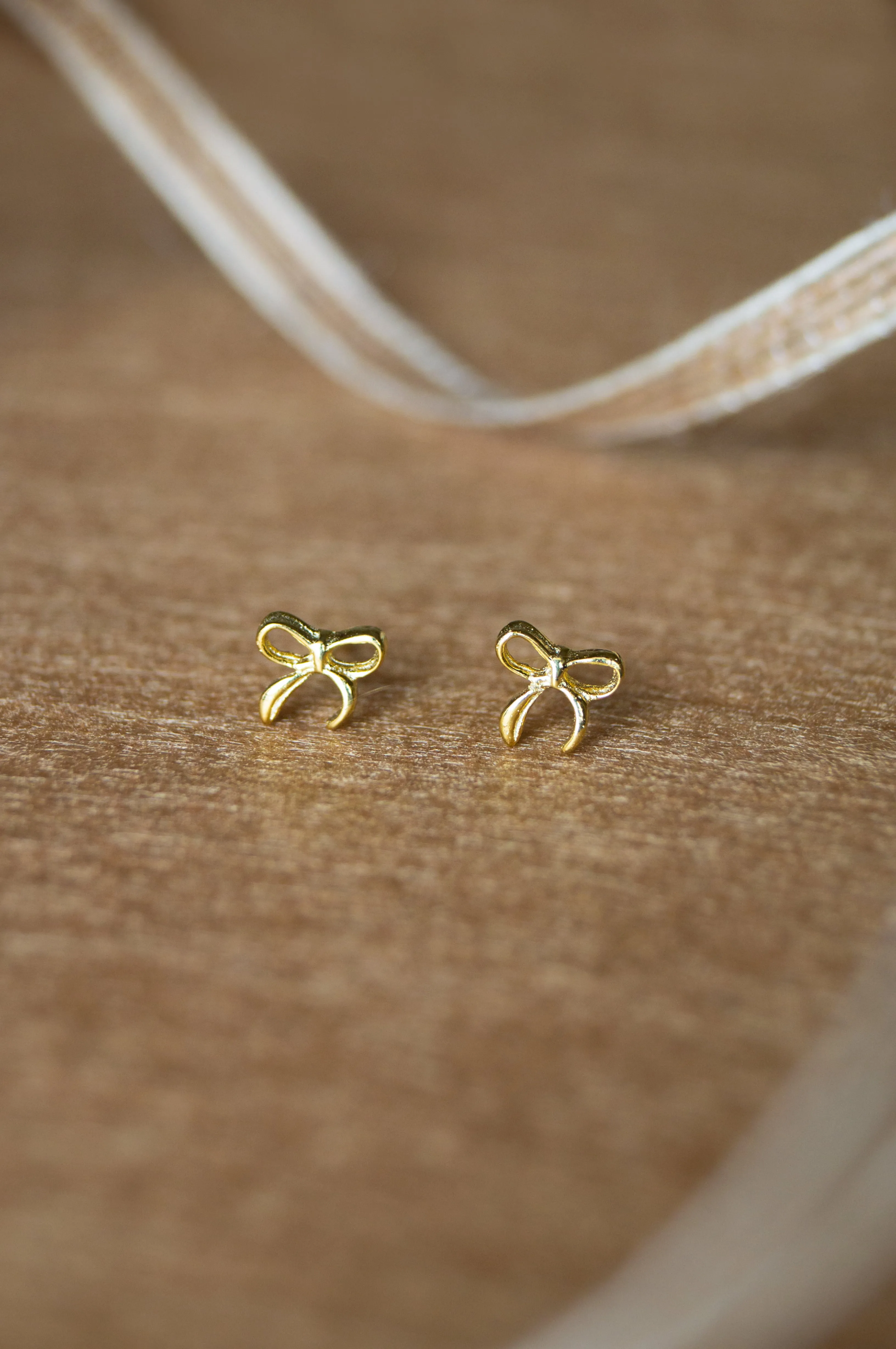 Delicate Bow Sterling Silver Mini Stud Earrings