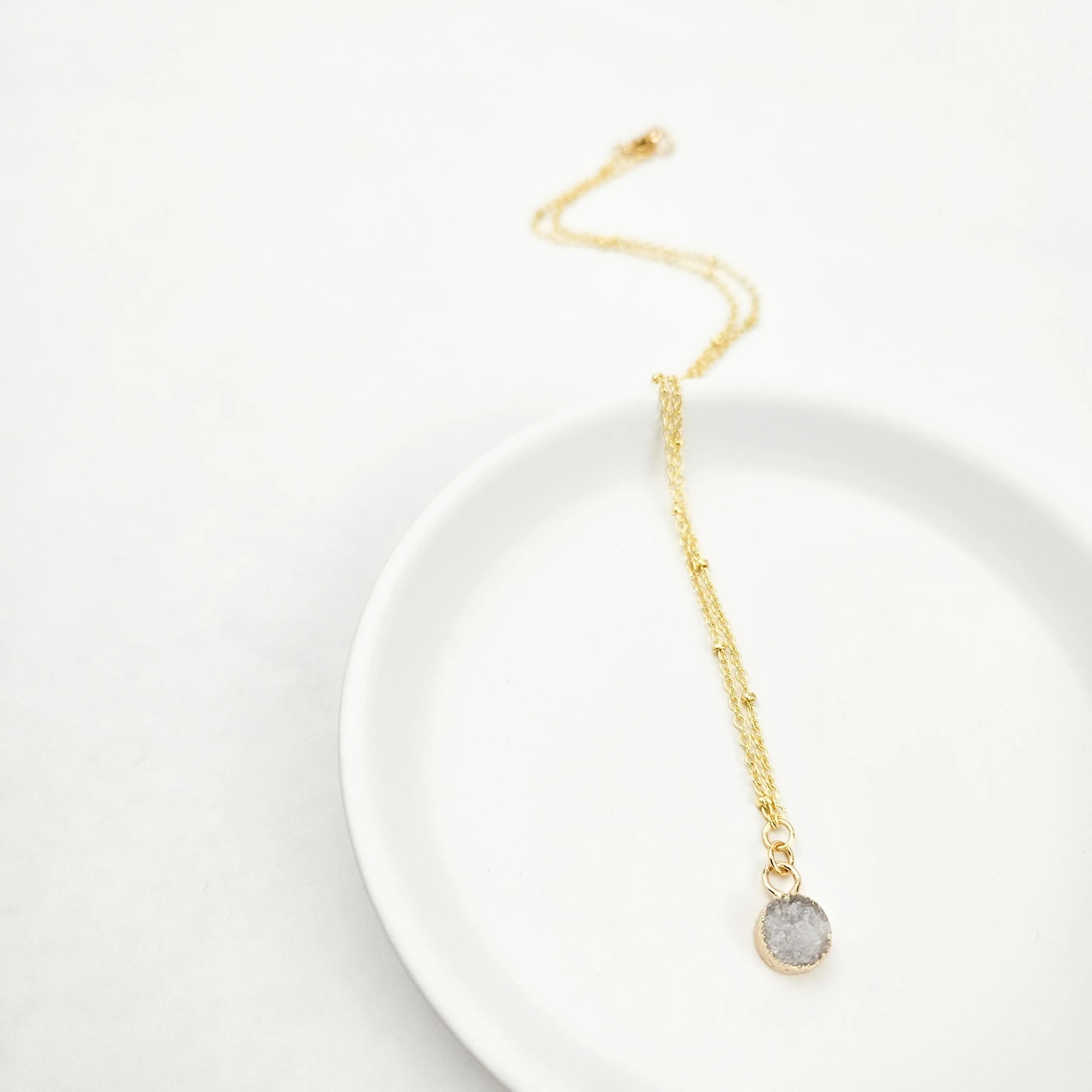 Delicate Clear Quartz Druzy Necklace