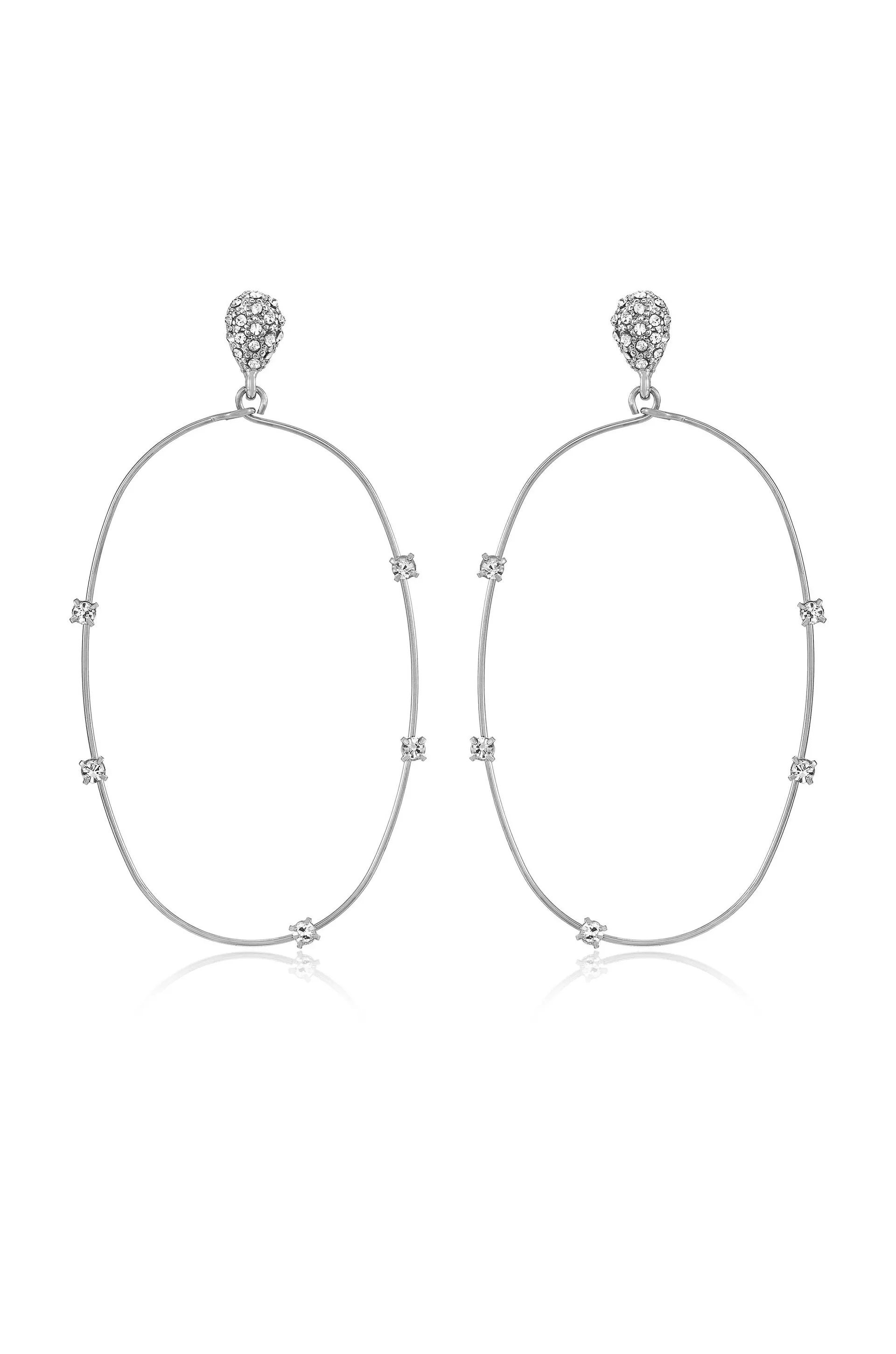 Delicate Crystal Large Oval Hoop Earrings