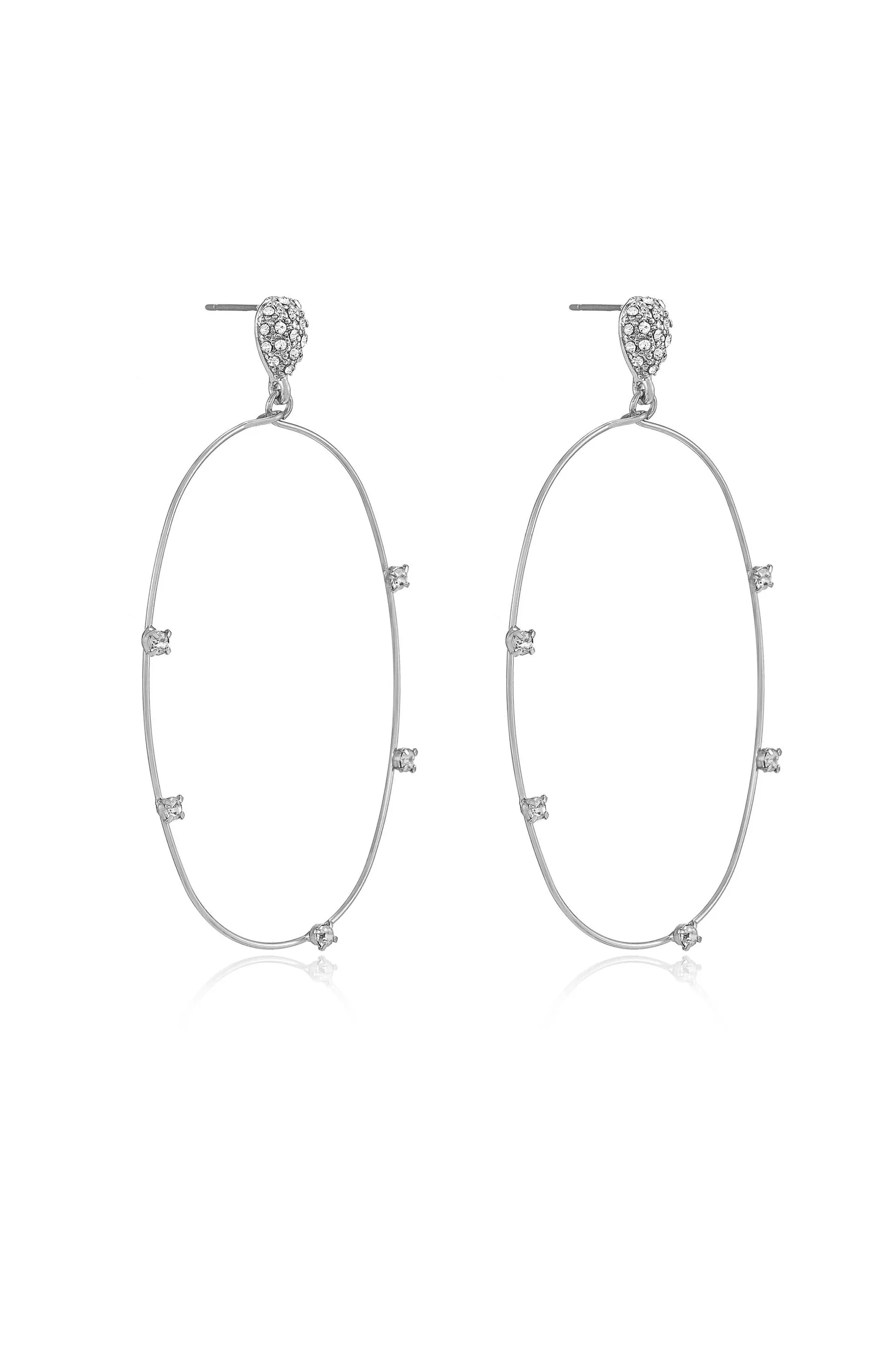 Delicate Crystal Large Oval Hoop Earrings