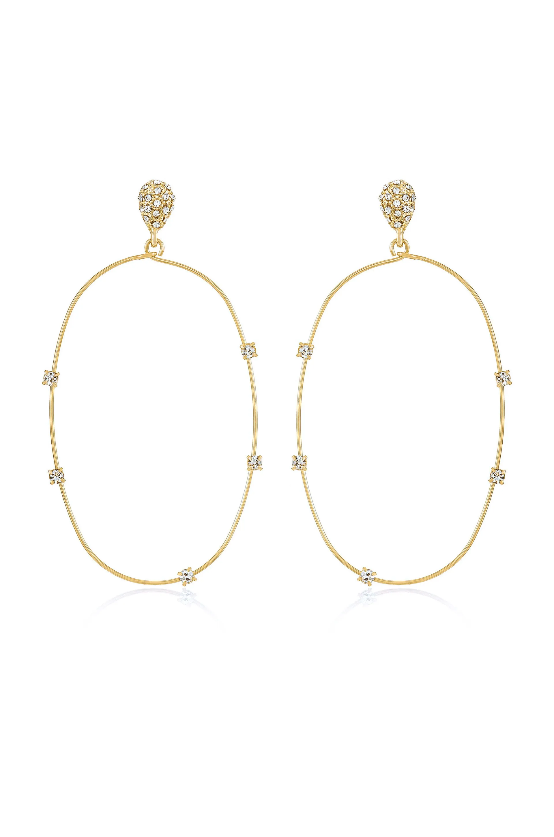 Delicate Crystal Large Oval Hoop Earrings