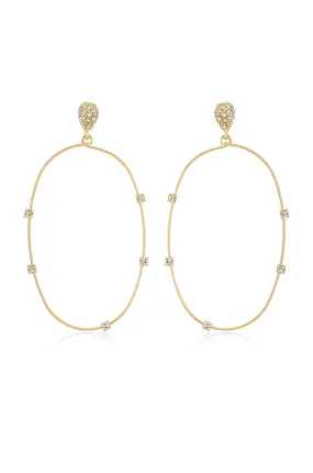 Delicate Crystal Large Oval Hoop Earrings