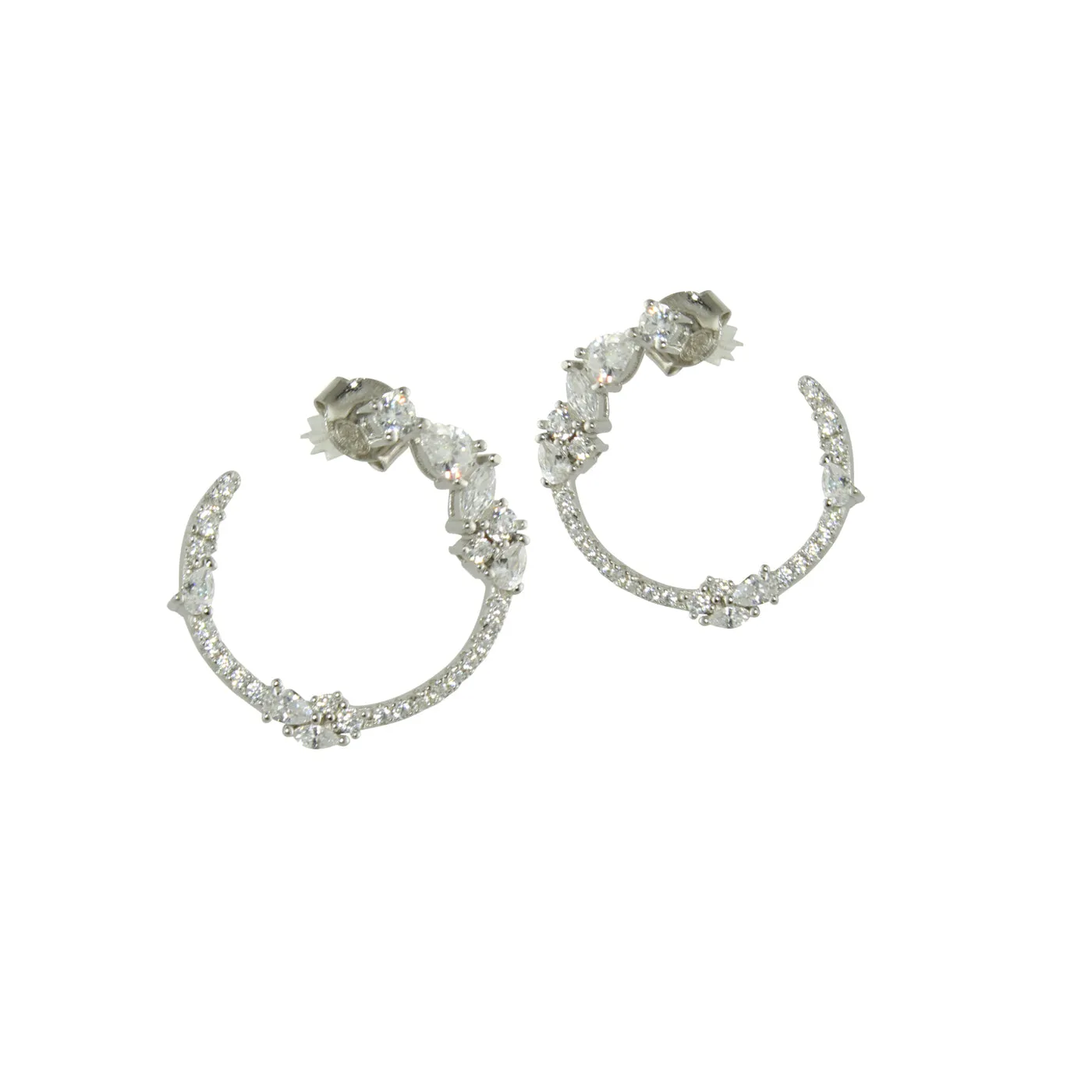 DELICATE CZ OPEN HOOP EARRINGS