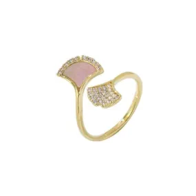 Delicate Electroplated Fan Shaped Gold Ring