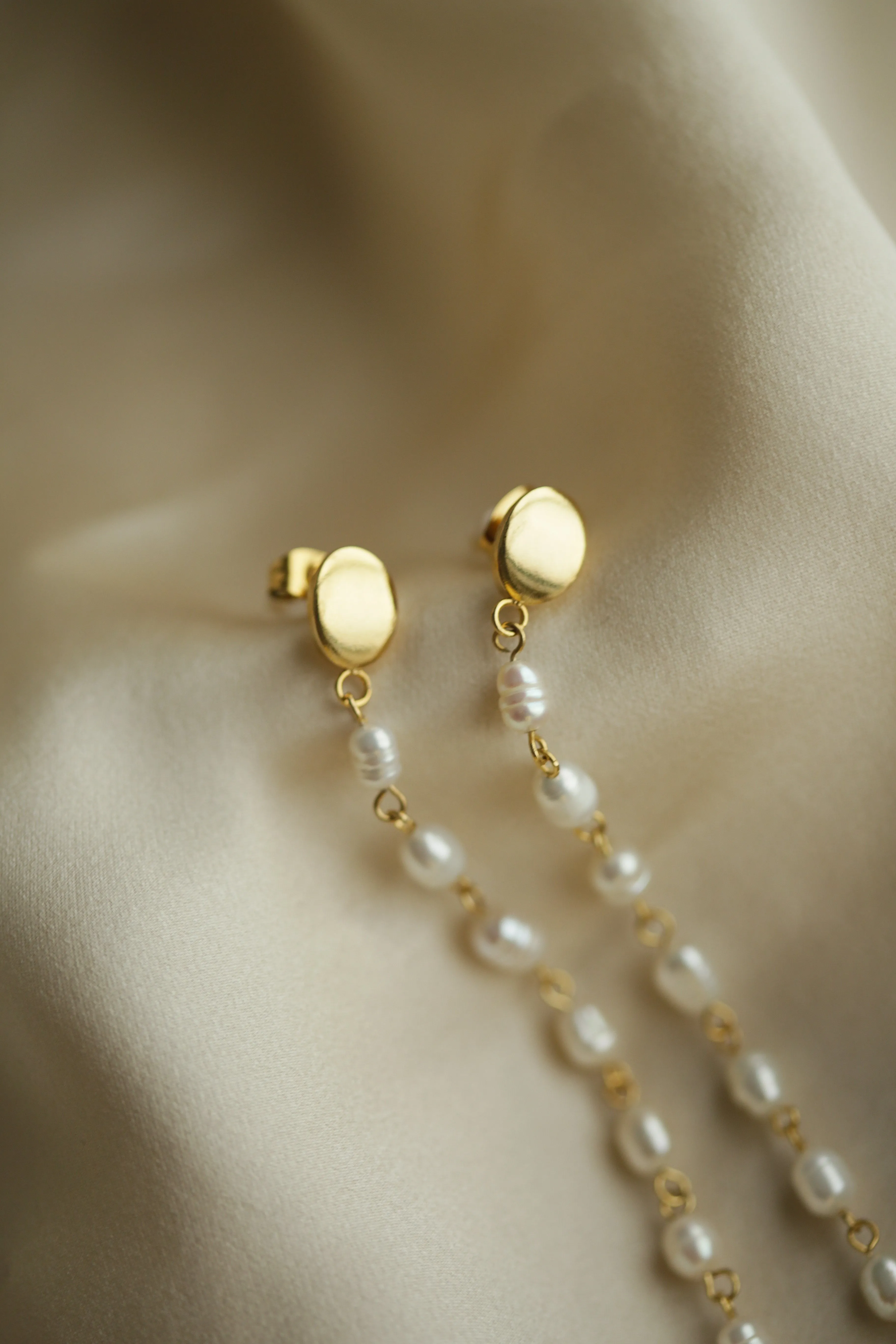 Delicate Freswater Pearls Long Earrings