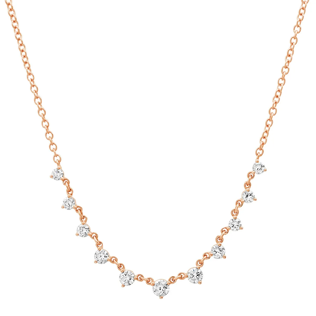 Delicate Graduated Round Shaped Diamonds Necklace