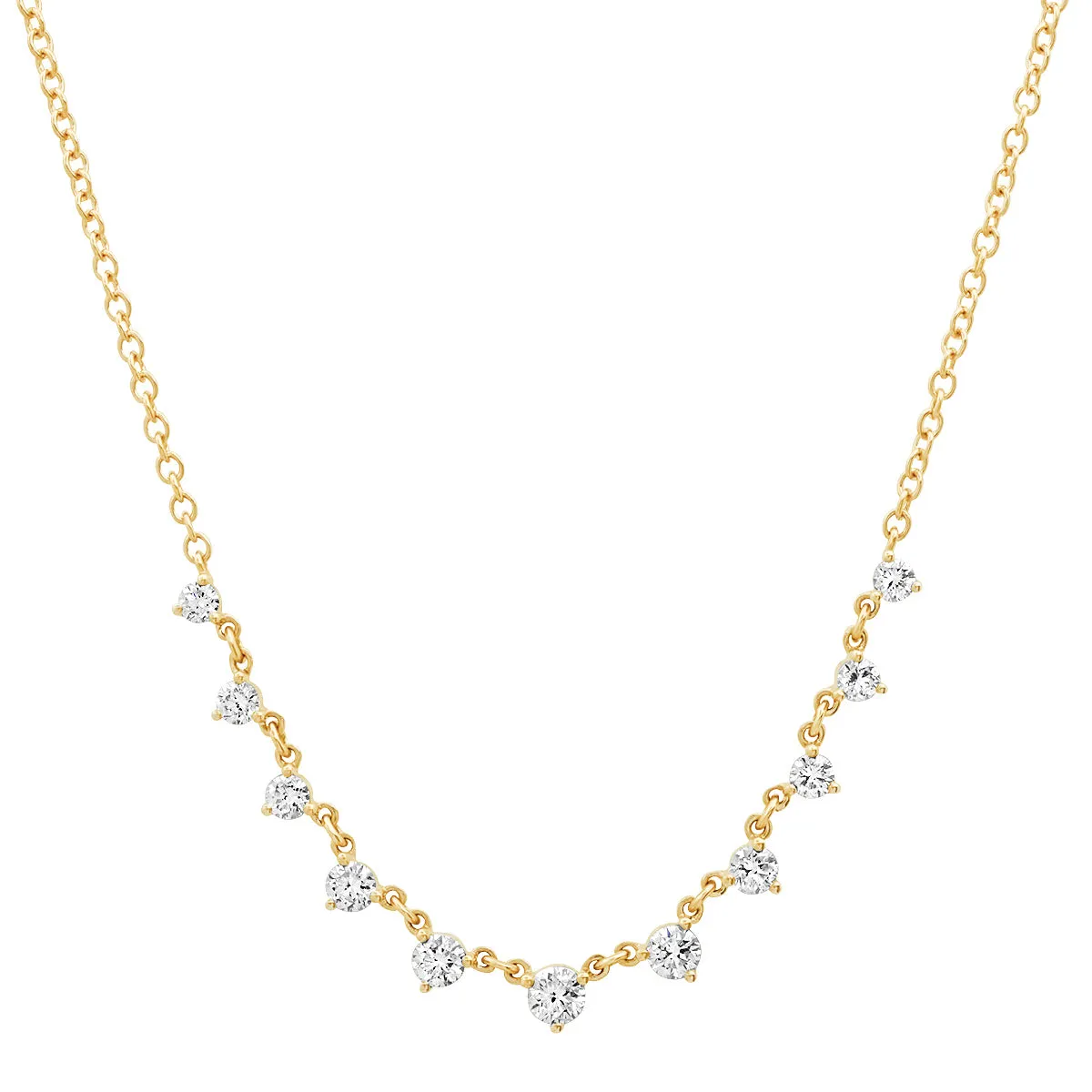 Delicate Graduated Round Shaped Diamonds Necklace